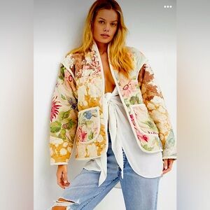 Free people Jess Meany “Dahlia” floral quilted jacket one of a kind sample